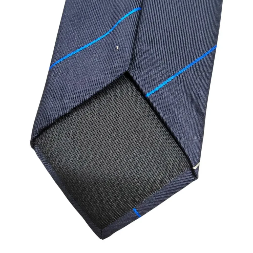 BOSS Hugo Boss Silk Tie Navy Blue Diagonal Stripe Made in Italy Mens Classic